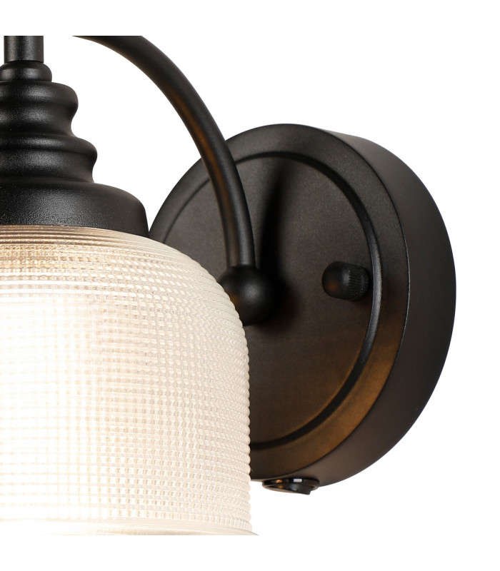 DeRuyter Switched Wall Light 1 Light E27 Satin Black/Clear Glass-6