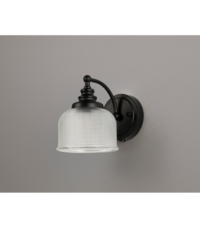 DeRuyter Switched Wall Light 1 Light E27 Satin Black/Clear Glass-7