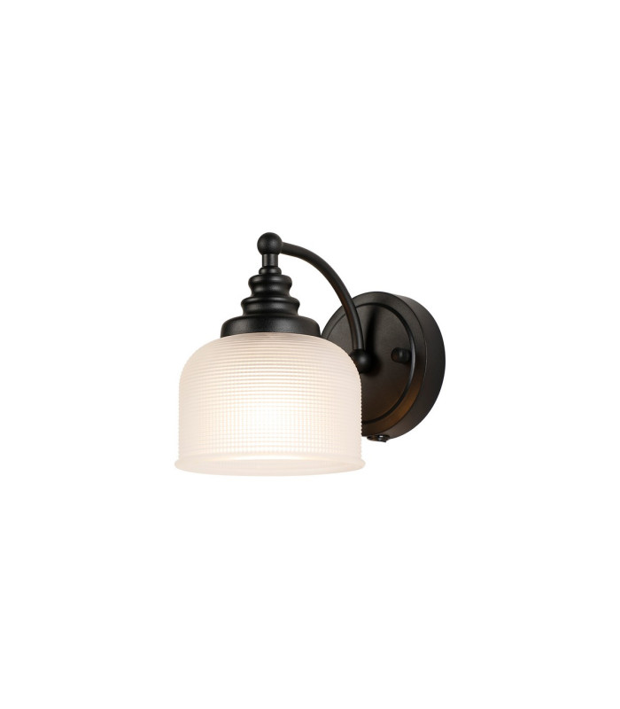 DeRuyter Switched Wall Light 1 Light E27 Satin Black/Frosted Glass-1