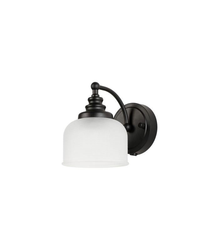 DeRuyter Switched Wall Light 1 Light E27 Satin Black/Frosted Glass-4