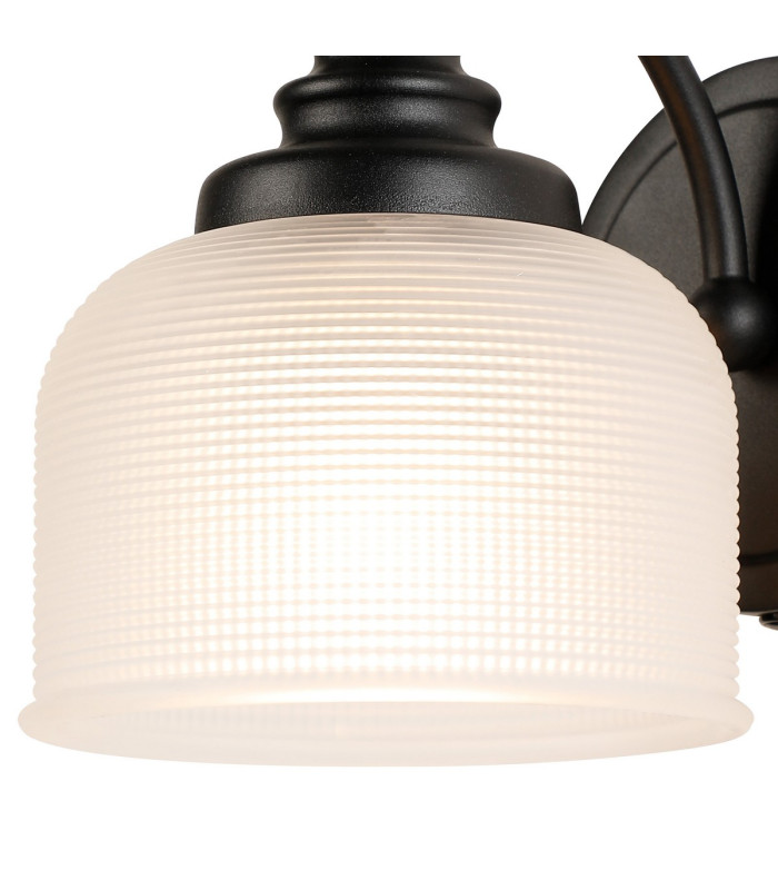 DeRuyter Switched Wall Light 1 Light E27 Satin Black/Frosted Glass-5