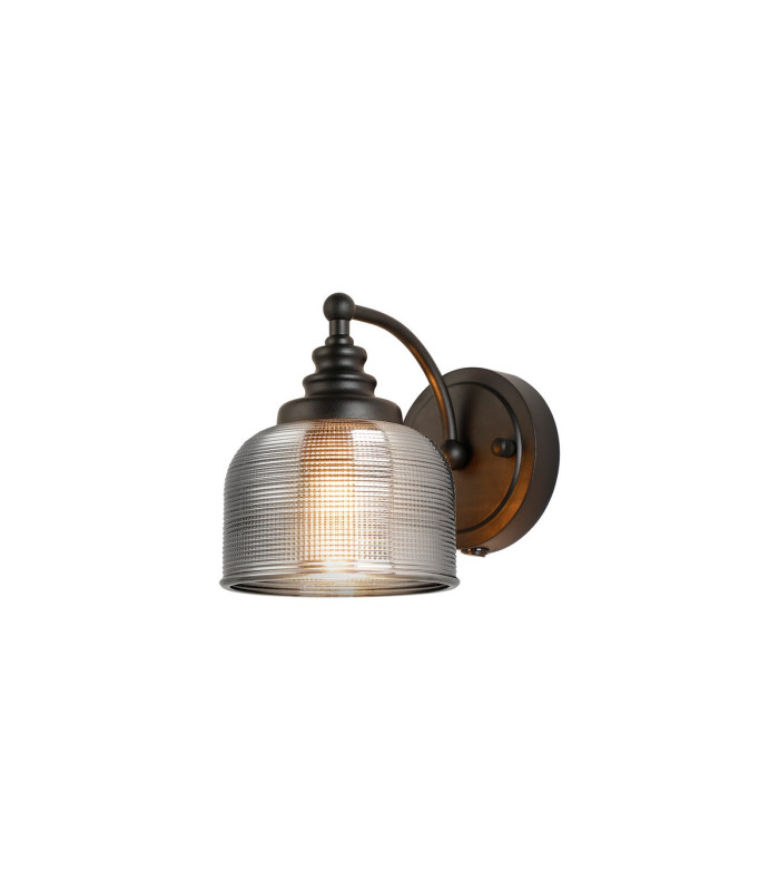 DeRuyter Switched Wall Light 1 Light E27 Satin Black/Smoke Glass-1