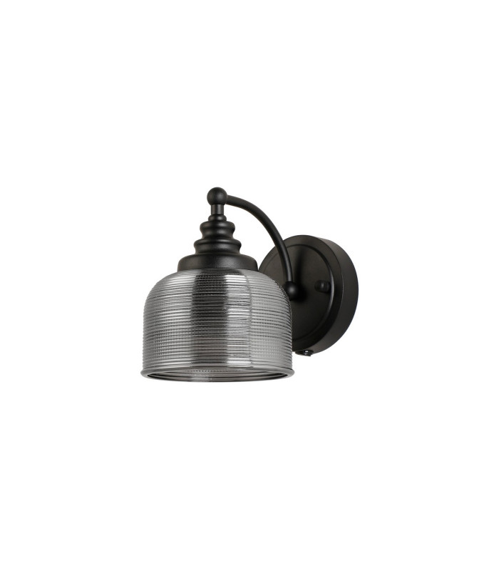 DeRuyter Switched Wall Light 1 Light E27 Satin Black/Smoke Glass-4