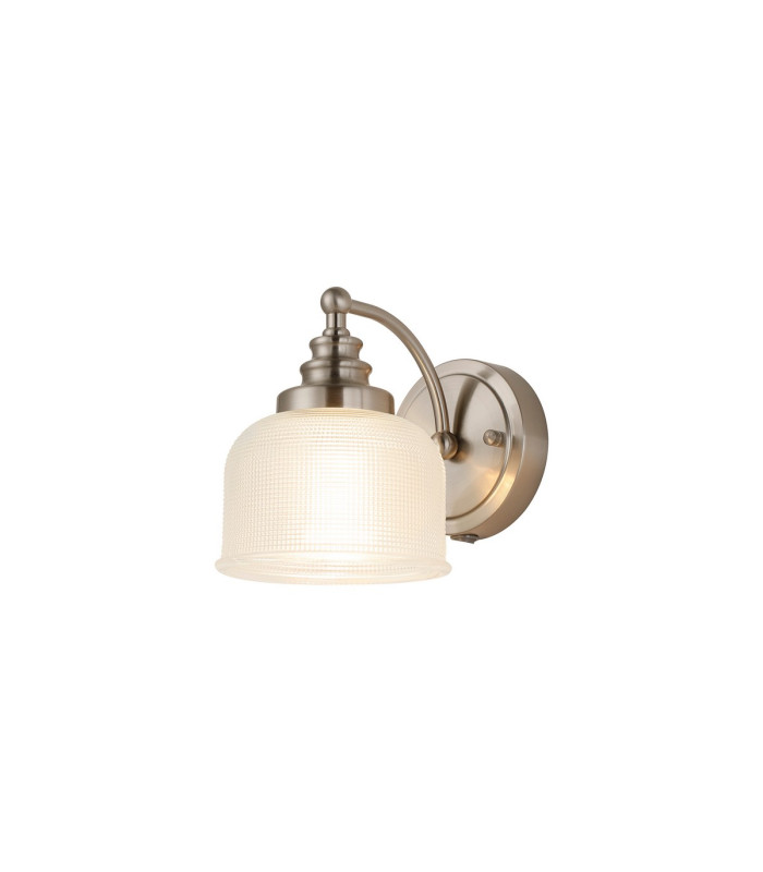 DeRuyter Switched Wall Light 1 Light E27 Satin Nickel/Clear Glass-1