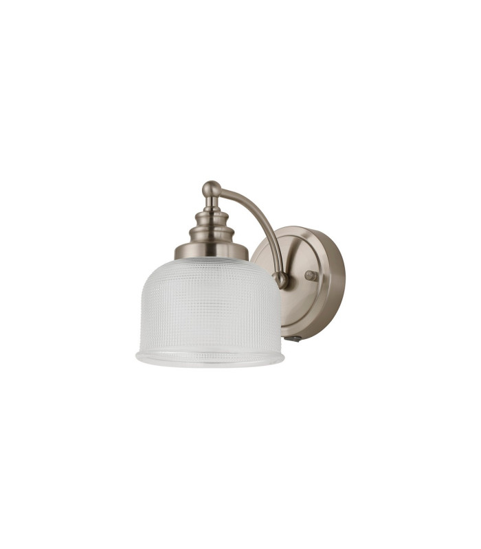 DeRuyter Switched Wall Light 1 Light E27 Satin Nickel/Clear Glass-4