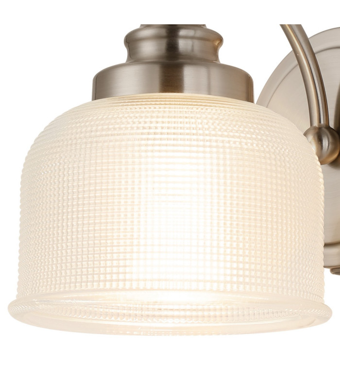 DeRuyter Switched Wall Light 1 Light E27 Satin Nickel/Clear Glass-5