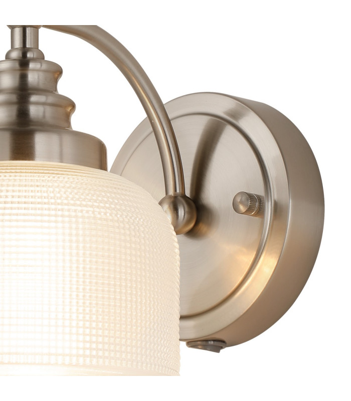 DeRuyter Switched Wall Light 1 Light E27 Satin Nickel/Clear Glass-6