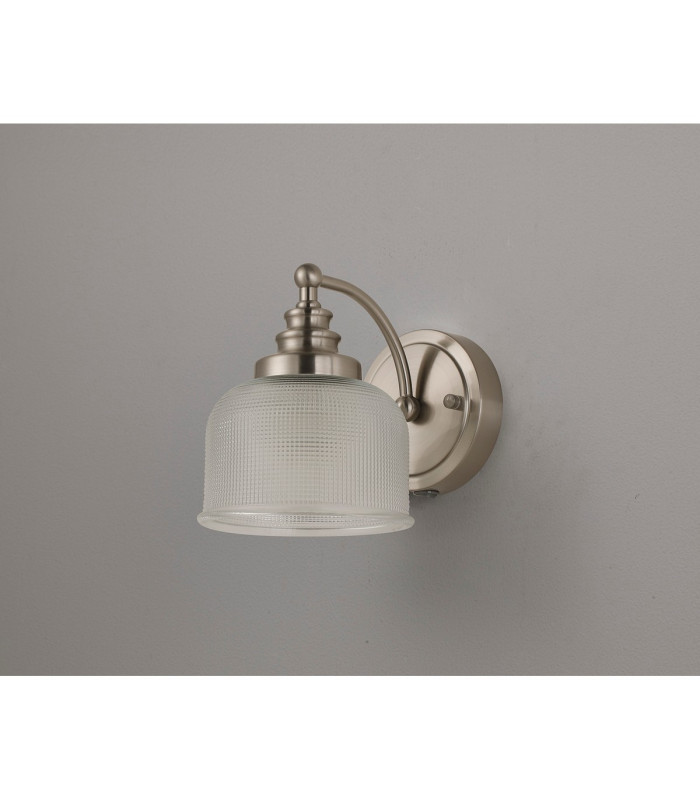 DeRuyter Switched Wall Light 1 Light E27 Satin Nickel/Clear Glass-7