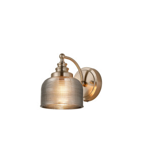 DeRuyter Switched Wall Light 1 Light E27 Satin Nickel/Smoke Glass-1