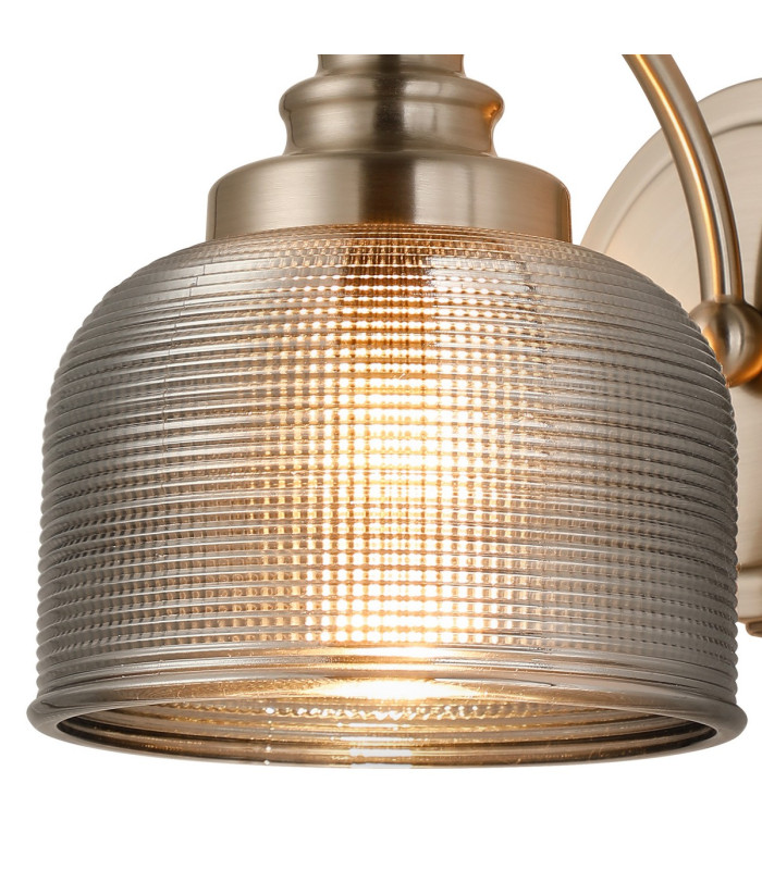 DeRuyter Switched Wall Light 1 Light E27 Satin Nickel/Smoke Glass-5