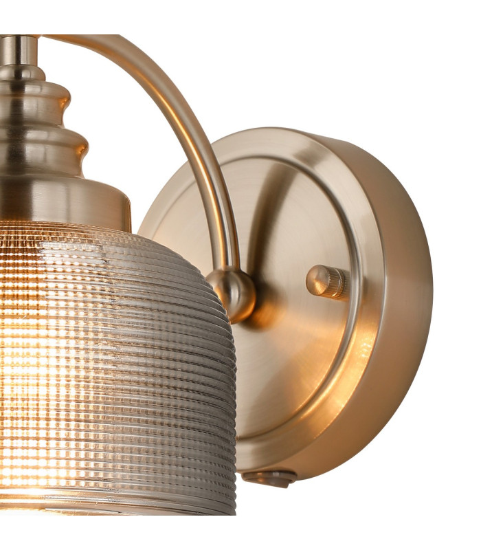 DeRuyter Switched Wall Light 1 Light E27 Satin Nickel/Smoke Glass-6