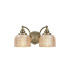 DeRuyter Switched Double Wall Light 2 Light E27 Antique Brass/Amber Glass-1