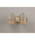 DeRuyter Switched Double Wall Light 2 Light E27 Antique Brass/Amber Glass-8