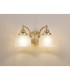 DeRuyter Switched Double Wall Light 2 Light E27 Antique Brass/Frosted Glass-3