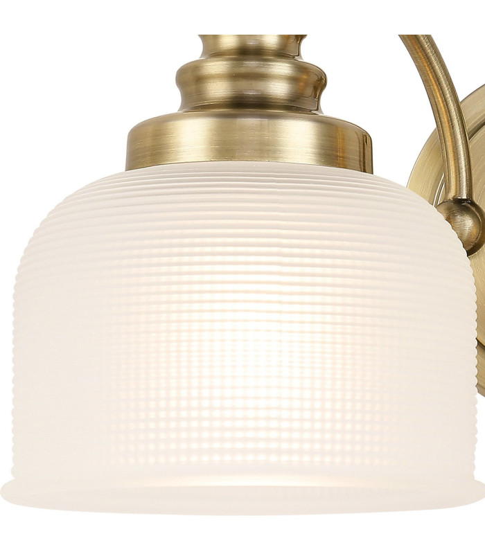 DeRuyter Switched Double Wall Light 2 Light E27 Antique Brass/Frosted Glass-5