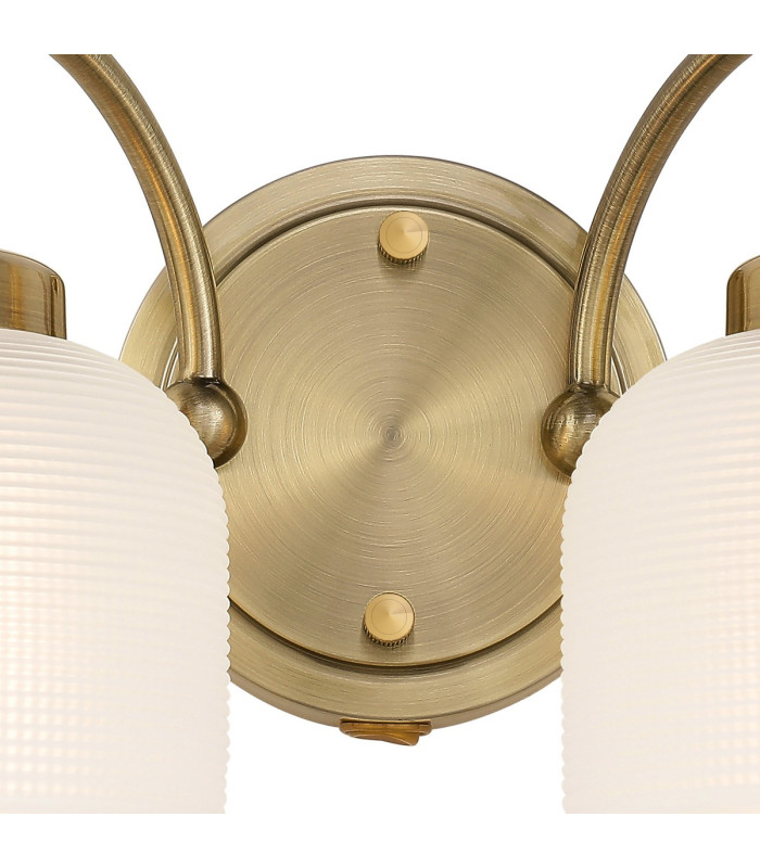 DeRuyter Switched Double Wall Light 2 Light E27 Antique Brass/Frosted Glass-6