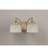 DeRuyter Switched Double Wall Light 2 Light E27 Antique Brass/Frosted Glass-8