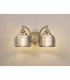 DeRuyter Switched Double Wall Light 2 Light E27 Antique Brass/Smoke Glass-3