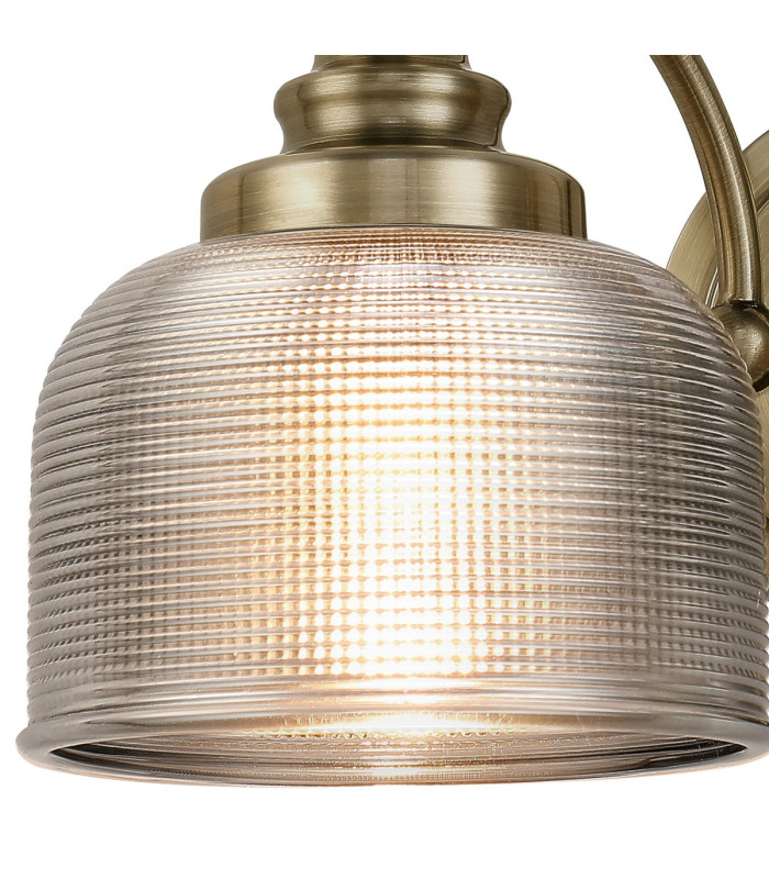 DeRuyter Switched Double Wall Light 2 Light E27 Antique Brass/Smoke Glass-5