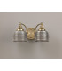 DeRuyter Switched Double Wall Light 2 Light E27 Antique Brass/Smoke Glass-8
