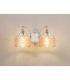 DeRuyter Switched Double Wall Light 2 Light E27 Polished Nickel/Amber Glass-3
