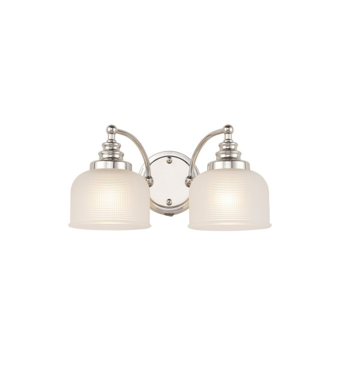 DeRuyter Switched Double Wall Light 2 Light E27 Polished Nickel/Frosted Glass-1