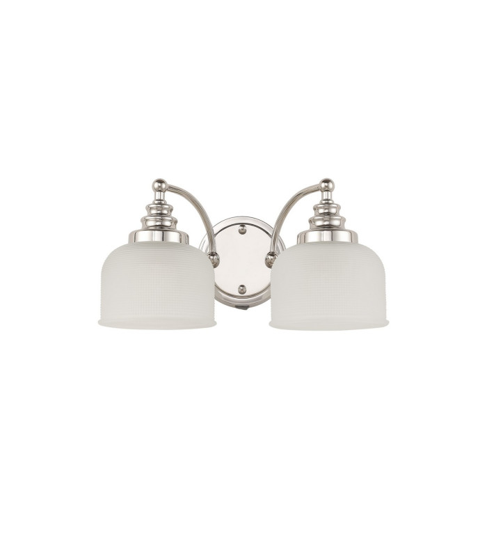 DeRuyter Switched Double Wall Light 2 Light E27 Polished Nickel/Frosted Glass-4