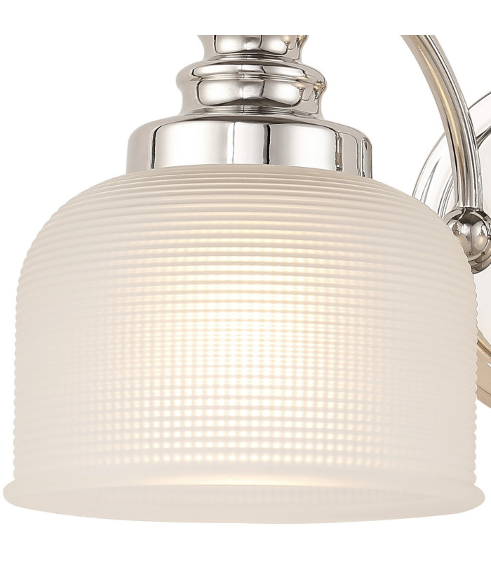 DeRuyter Switched Double Wall Light 2 Light E27 Polished Nickel/Frosted Glass-5