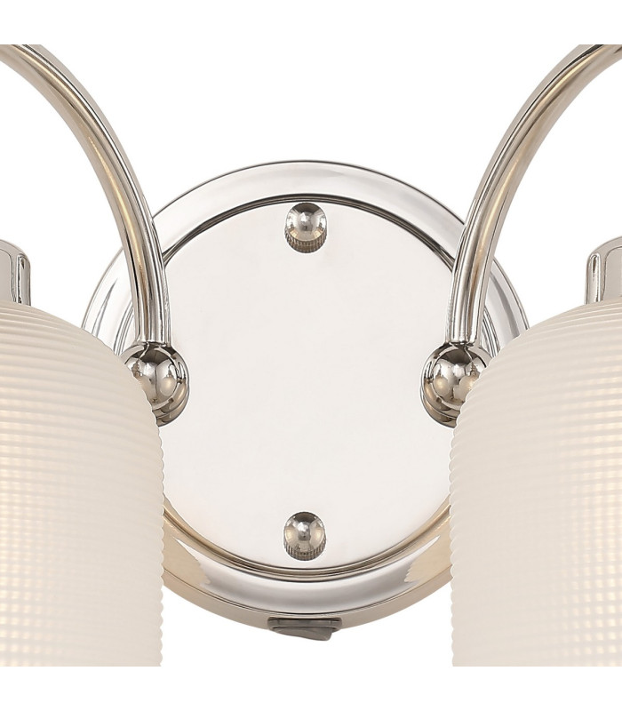 DeRuyter Switched Double Wall Light 2 Light E27 Polished Nickel/Frosted Glass-6