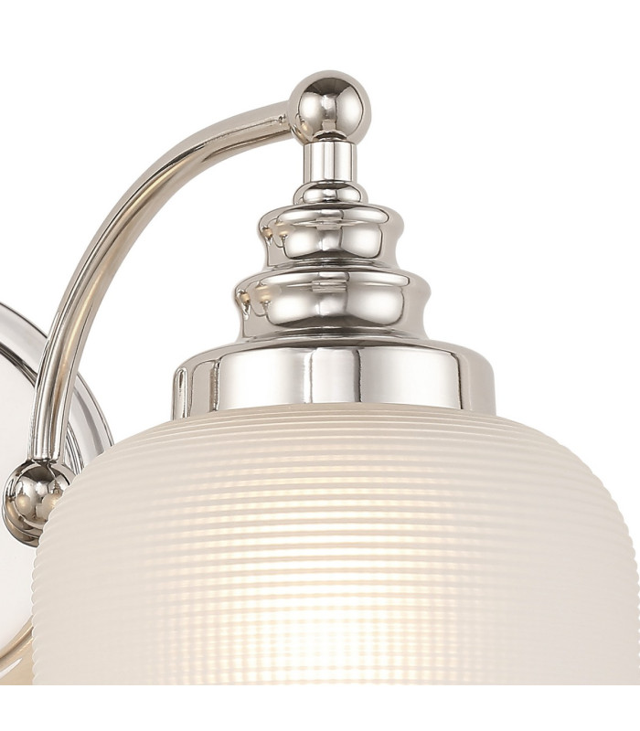 DeRuyter Switched Double Wall Light 2 Light E27 Polished Nickel/Frosted Glass-7