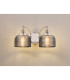 DeRuyter Switched Double Wall Light 2 Light E27 Polished Nickel/Smoke Glass-3