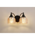 DeRuyter Switched Double Wall Light 2 Light E27 Satin Black/Amber Glass-3