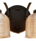 DeRuyter Switched Double Wall Light 2 Light E27 Satin Black/Amber Glass-6