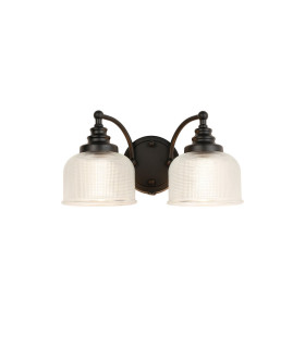 DeRuyter Switched Double Wall Light 2 Light E27 Satin Black/Clear Glass-1