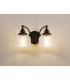 DeRuyter Switched Double Wall Light 2 Light E27 Satin Black/Clear Glass-3