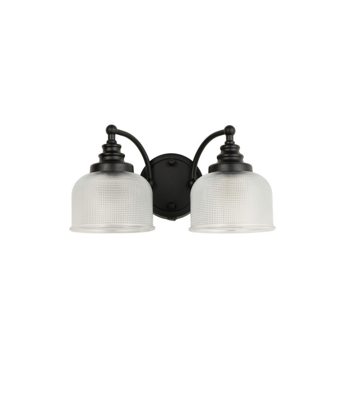 DeRuyter Switched Double Wall Light 2 Light E27 Satin Black/Clear Glass-4