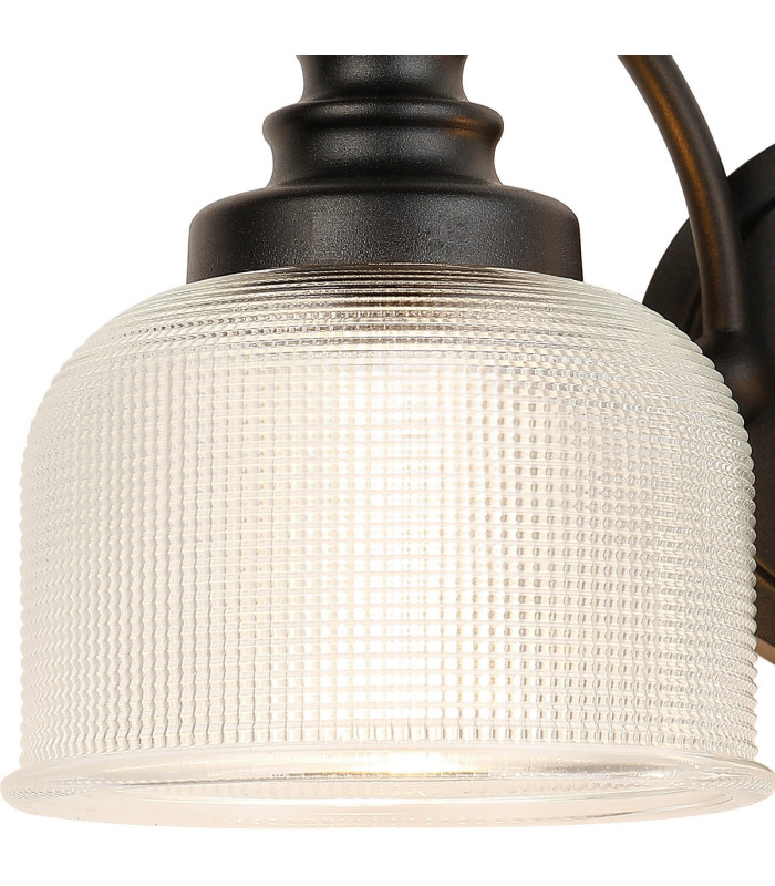 DeRuyter Switched Double Wall Light 2 Light E27 Satin Black/Clear Glass-5