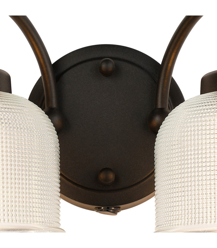 DeRuyter Switched Double Wall Light 2 Light E27 Satin Black/Clear Glass-6