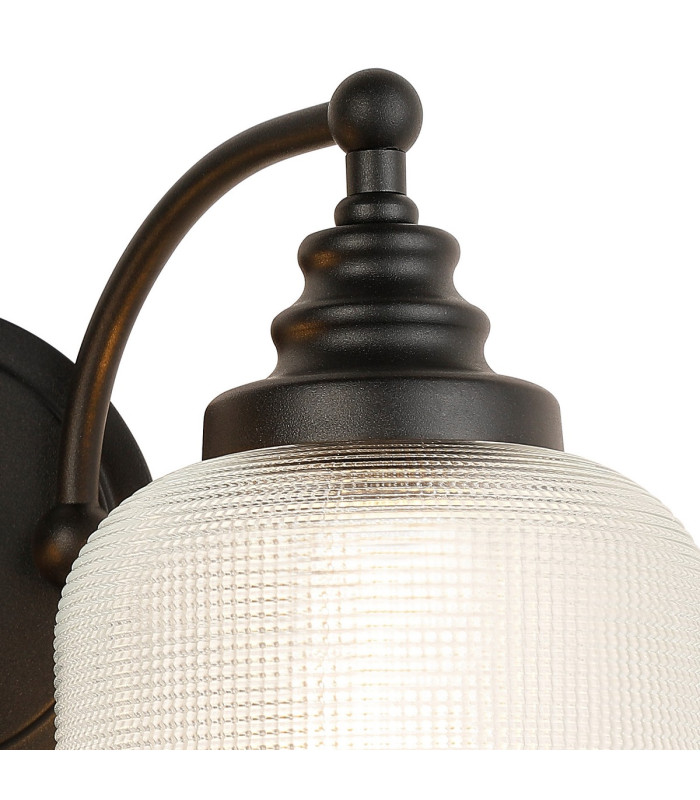DeRuyter Switched Double Wall Light 2 Light E27 Satin Black/Clear Glass-7