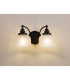 DeRuyter Switched Double Wall Light 2 Light E27 Satin Black/Frosted Glass-3