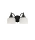 DeRuyter Switched Double Wall Light 2 Light E27 Satin Black/Frosted Glass-4