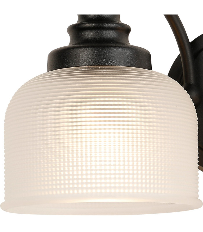 DeRuyter Switched Double Wall Light 2 Light E27 Satin Black/Frosted Glass-5