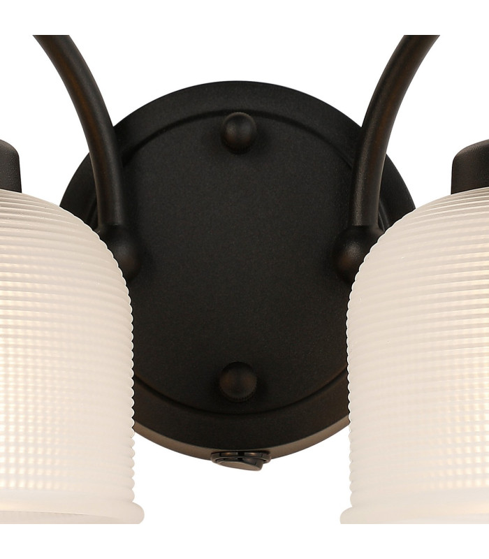 DeRuyter Switched Double Wall Light 2 Light E27 Satin Black/Frosted Glass-6
