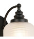 DeRuyter Switched Double Wall Light 2 Light E27 Satin Black/Frosted Glass-7