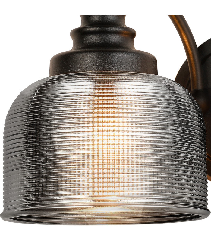 DeRuyter Switched Double Wall Light 2 Light E27 Satin Black/Smoke Glass-5