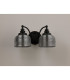 DeRuyter Switched Double Wall Light 2 Light E27 Satin Black/Smoke Glass-8