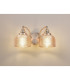 DeRuyter Switched Double Wall Light 2 Light E27 Satin Nickel/Amber Glass-3