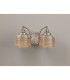 DeRuyter Switched Double Wall Light 2 Light E27 Satin Nickel/Amber Glass-8