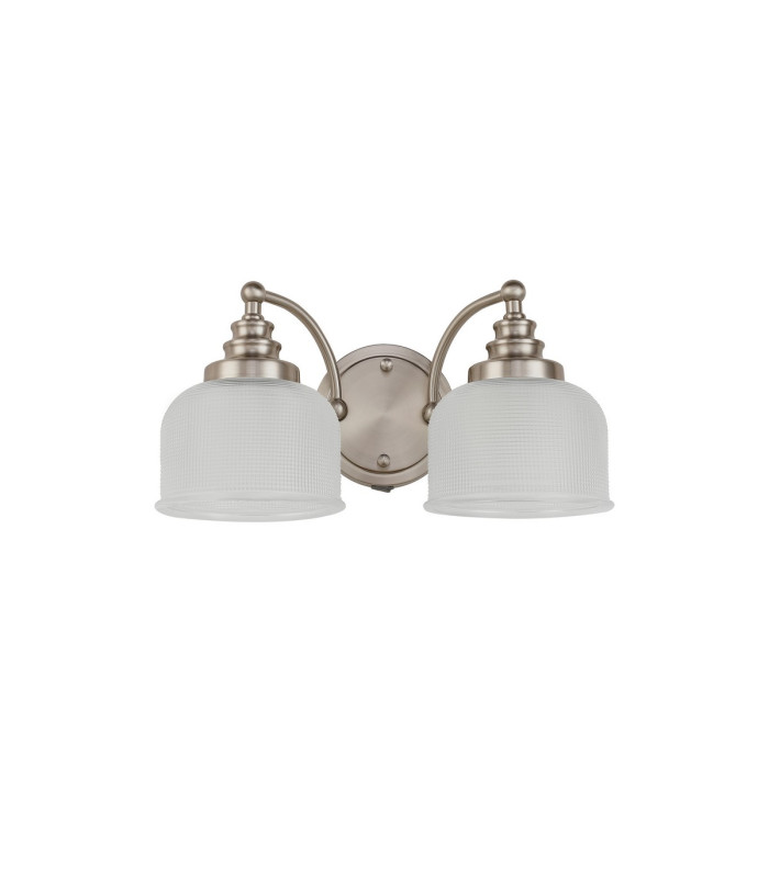 DeRuyter Switched Double Wall Light 2 Light E27 Satin Nickel/Clear Glass-4