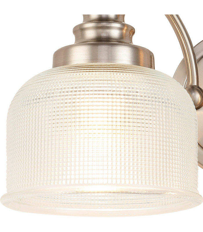 DeRuyter Switched Double Wall Light 2 Light E27 Satin Nickel/Clear Glass-5